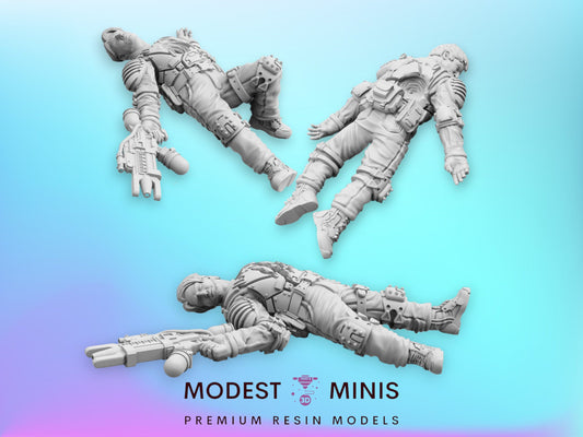 3pc Dead Resistance Fighter - 32mm Scale Alien Miniature | RPG | Sci fi | Cyberpunk | Role Playing | DnD | Papsikel