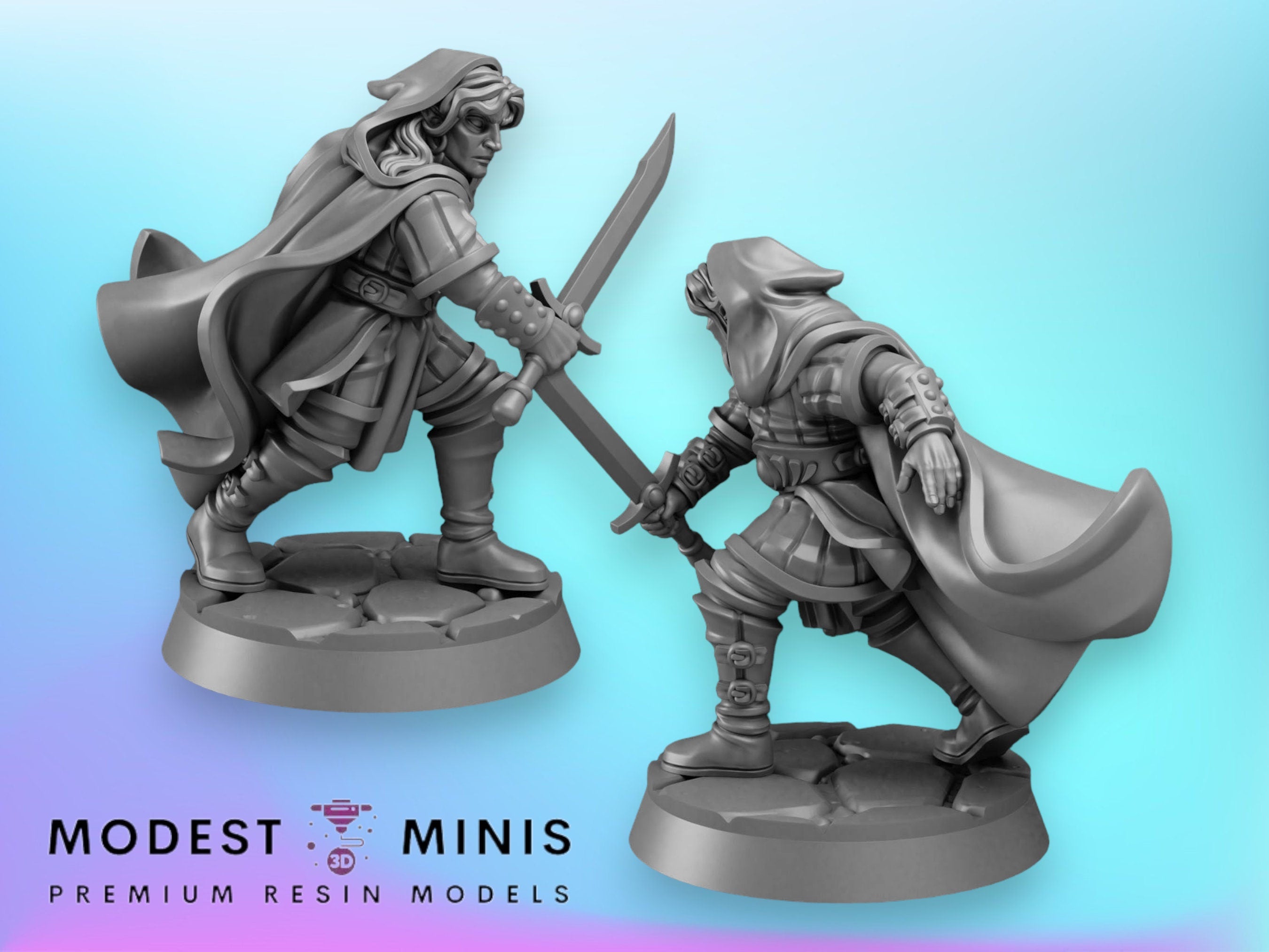 Modest Scale Elf Swordsman | 28mm - 75mm Scale DnD Frostgrave Fantasy Mini | Vae ...