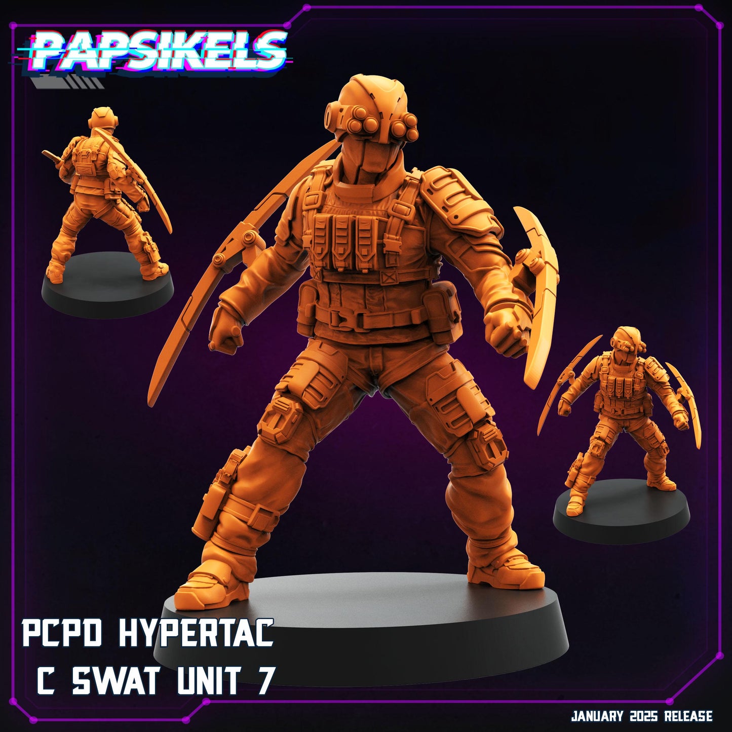 PCPD Hypertac C Swat - 28mm 32mm 40mm Scale Cyberpunk Mini  | Papsikels