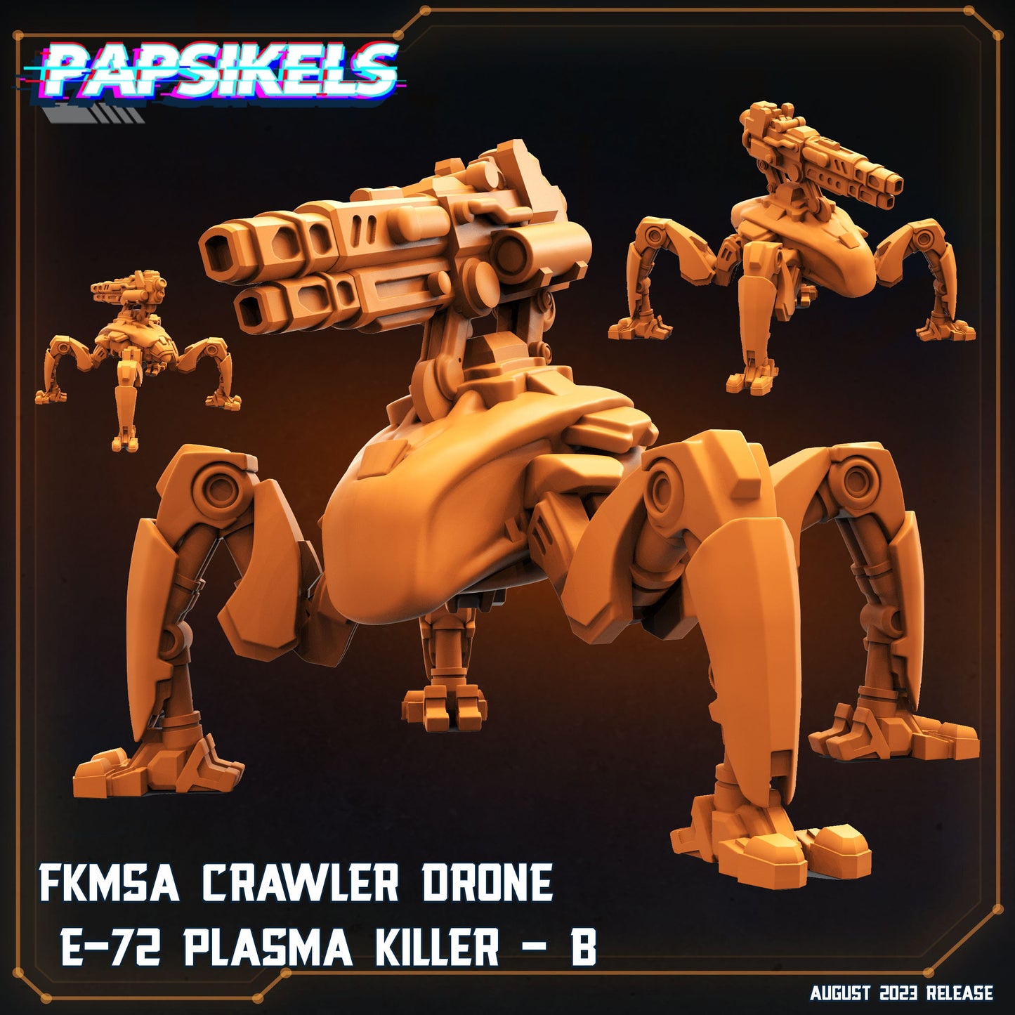 3pc Crawler Drone Plasma Killer - 32mm Scale Alien Miniature | RPG | Sci fi | Cyberpunk | Role Playing | DnD | Papsikel