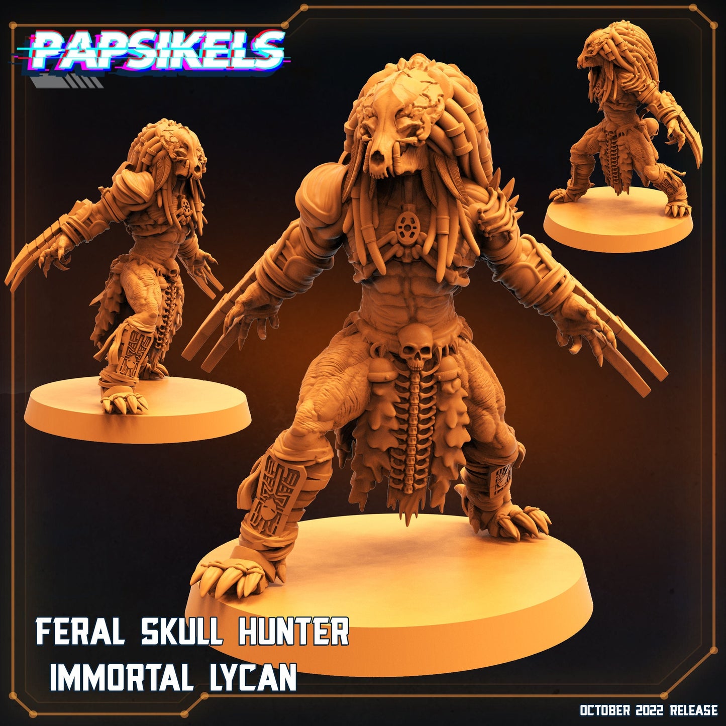 Feral Skull Immortal Lican - 32mm Scale Alien Miniature | RPG | Sci fi | Cyberpunk | Role Playing | DnD | Papsikel