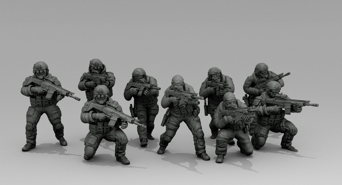 9pc US Special Forces Set - 28mm Scale Resin Military Miniature | Zona Alfa | Spectre Ops Mini