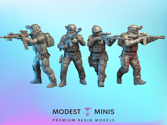 4pc Tactical Troopers  - 28mm Scale Resin Military Miniature | Zona Alfa | Spectre Ops Mini