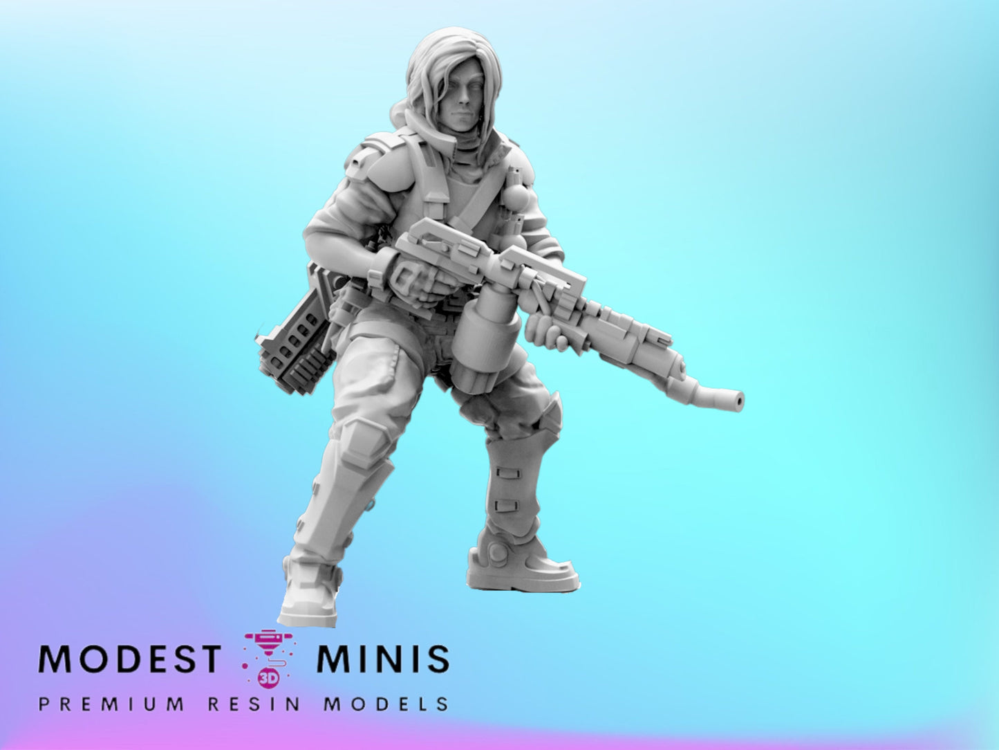 Female Marine Trissa Ravengold - 32mm Scale Alien Miniature | RPG | Sci fi | Law Upholders | Role Playing | DnD | Papsikel