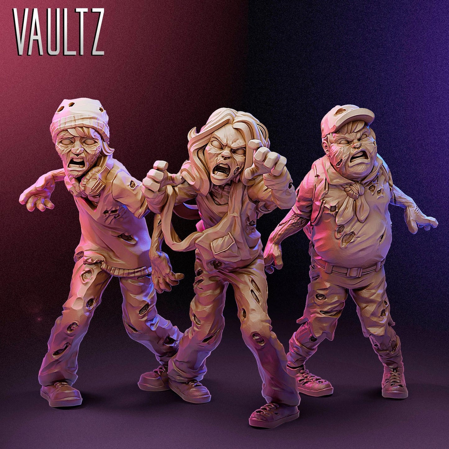 3pc Zombie Kids 4-6 | 28mm - 100mm Scale Resin Mini | Zombicide | Vaultz