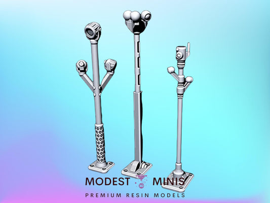 Security Camera Poles | 28mm - 54mm Scale | Sci Fi Scatter Terrain
