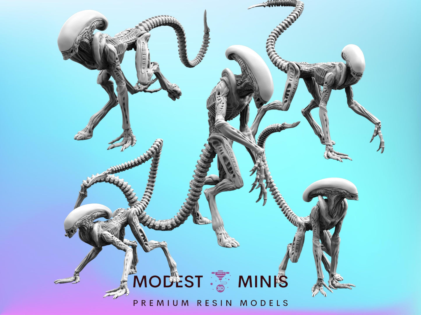 Xeno Runner A-E - 32mm Scale Alien Miniature | RPG | Sci fi | Cyberpunk | Role Playing | DnD | Papsikel