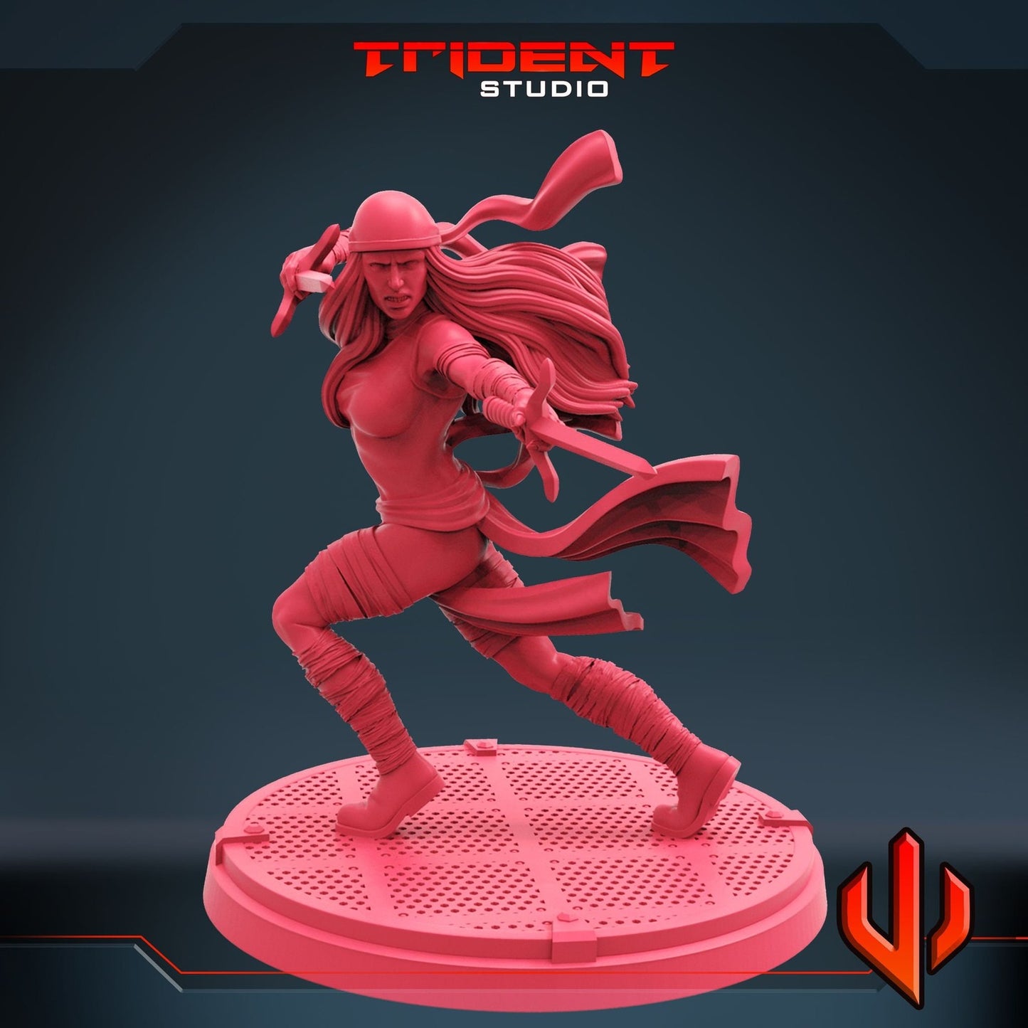 Red Ninja A Elektra- 40mm  Miniature | Crisis Protocol Proxy | Trident