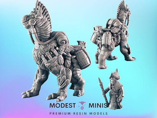 Pack Beast and Rider | 25mm - 75mm Scale | DnD | Cyberpunk | EC3D Sci Fi Mini