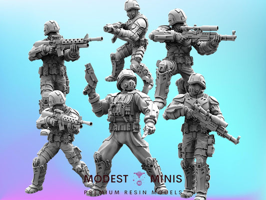 Cobra Infantry Troopers 1-6  - 32mm Scale Cyberpunk Mini  | Papsikels