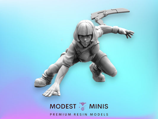 Ayeisha with Mantisedge Cyberpunk Female - 32mm Scale Alien Miniature  | Batang City | Papsikels