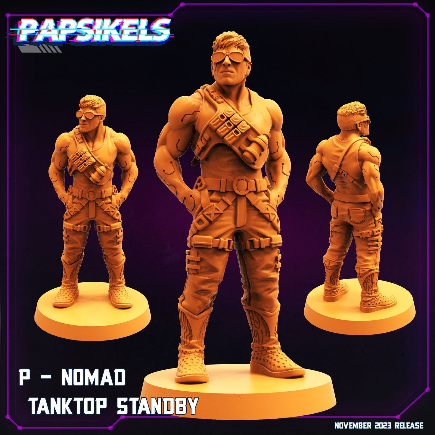 Cyberpunk Male P Nomad - 32mm Scale Cyberpunk Miniature  | Papsikels