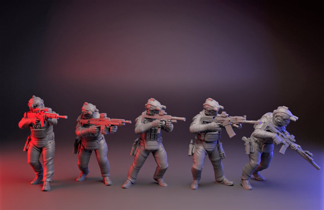 5pc High Risk Operators - 28mm Scale Resin Military Miniature | Zona Alfa | Spectre Ops Mini