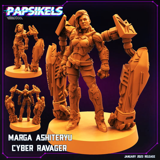 Marga Ashiteryu Female Cyber Ravager - 32mm Scale | RPG | Sci fi | Cyberpunk | Role Playing | DnD | Papsikel