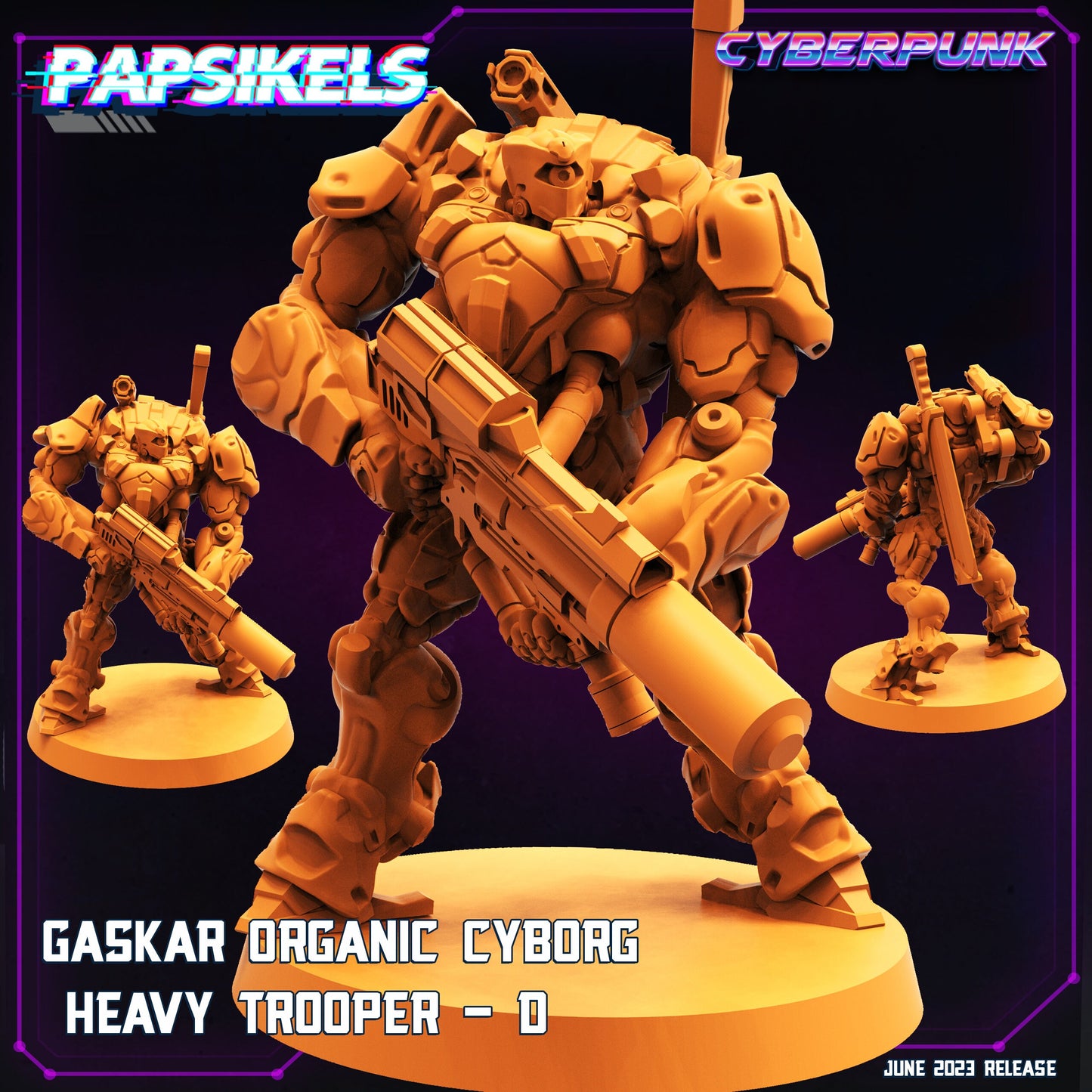 4pc Organic Cyborg Heavy Troopers - Resin Cyberpunk Miniature  | Papsikels