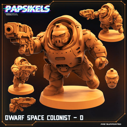 Space Dwarf Colonist D - 32mm Scale Alien Miniature | RPG | Sci fi | Cyberpunk | Role Playing | DnD | Papsikel