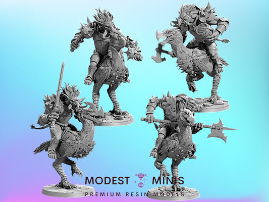 four detailed figurines of fantasy creatures, including a dragon, a unicorn, a phoenix, and a dragon-like creature, all posed in dynamic action poses.