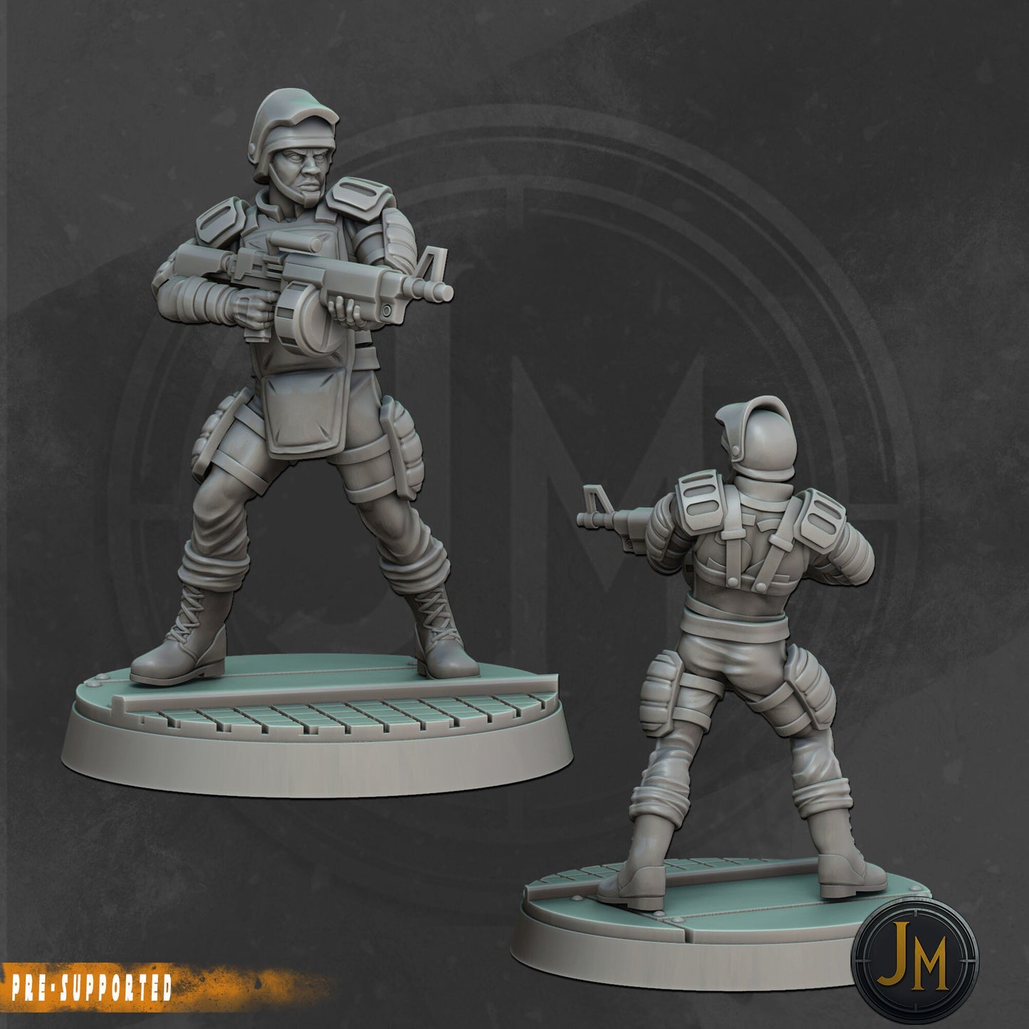 8pc Bunker Security Set - 28mm 32mm Scale Badlands Miniature  | Cyberpunk | | Nuke World