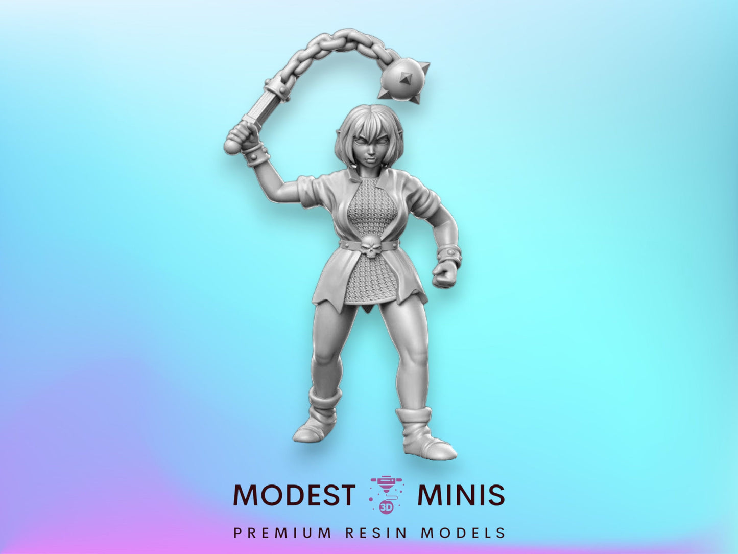 Heroine Quest Orc Morning Star Female - 28mm 32mm Scale DnD Miniature | Dungeons and Dragons | RN Estudio