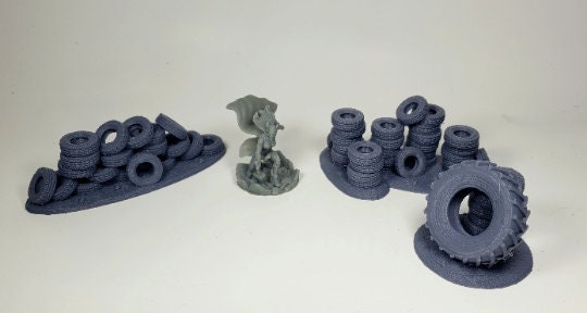 Tire Obstacle Terrain | 28mm - 54mm Scale | Wasteland | Survivor Terrain | Fantasy Scatter | Sci Fi Terrain | Nuclear Firefly