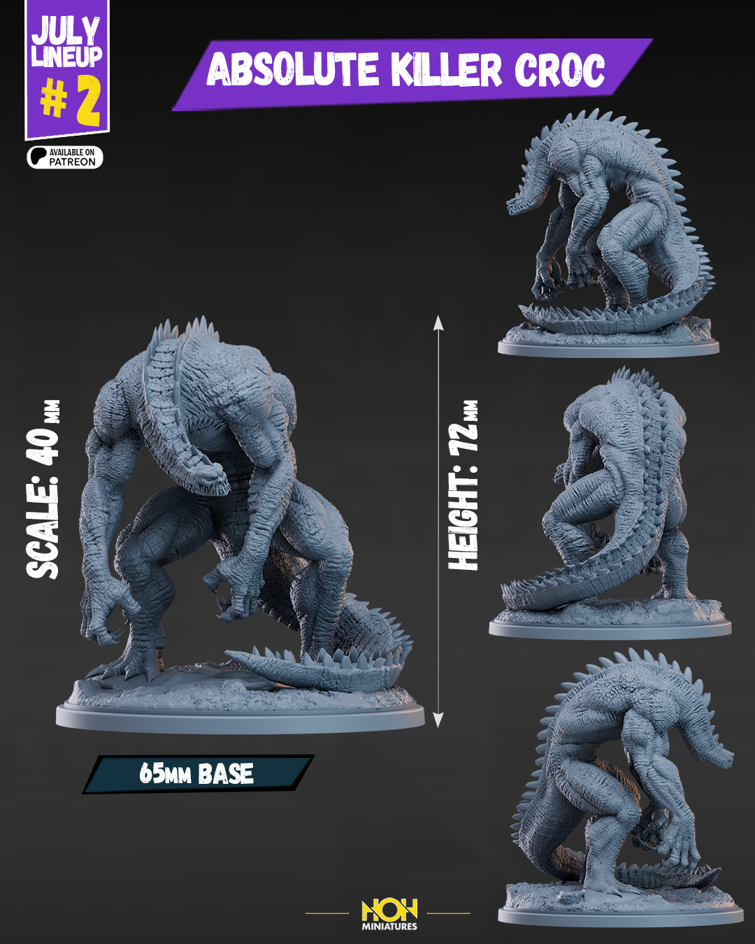 Absolute Croc | 32mm - 40mm Mini | Crisis Protocol Proxy | Superhero | Hall of Heroes